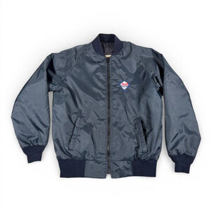 Vintage Softball Jacket Adult MEDIUM Blue Satin ASA Umpire Fechheimer USA 80s